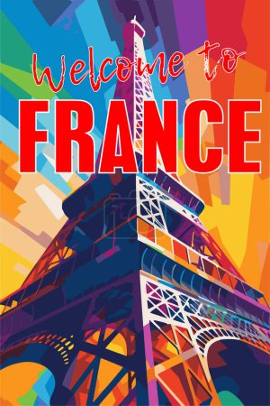 Photo for Beautiful Paris Eiffel Tower, Tour Eiffel Paris, France landscape, Vector illustration. Vector illustration - Royalty Free Image