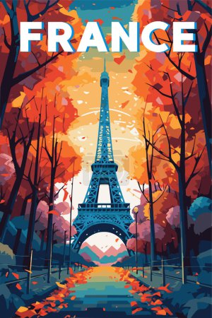 Photo for Tour Eiffel Paris, Eiffel Tower, France landscape, Vector illustration. Vector illustration - Royalty Free Image