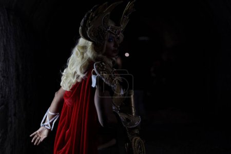 Photo for Lucca, Tuscany, Italy - November 1, 2022: Female Cosplayer dressed as Amazon Warrior at Lucca Comics and Games 2022 cosplay event. - Royalty Free Image