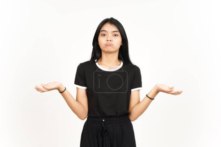 Photo for Doubt Confused, Don't know Gesture of Beautiful Asian Woman Isolated On White Background - Royalty Free Image