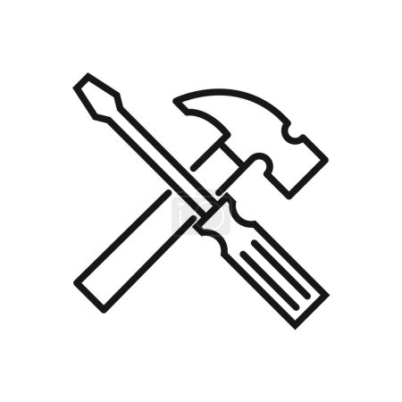 Ilustración de Icono editable de martillo y destornillador, ilustración vectorial aislada sobre fondo blanco. usar para presentación, sitio web o aplicación móvil - Imagen libre de derechos