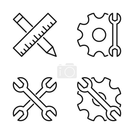 Editierbares Set Icon of Tools, Vektor-Illustration isoliert auf weißem Hintergrund. Verwendung für Präsentation, Website oder mobile App