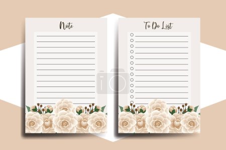 Illustration for To do list Planner template Camellia flower Design - Royalty Free Image