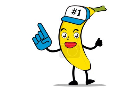 Ilustración de Banana Cartoon mascota o personaje está aquí para proporcionar apoyo como partidario - Imagen libre de derechos