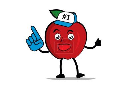 Ilustración de Apple Cartoon mascota o personaje está aquí para proporcionar apoyo como partidario - Imagen libre de derechos