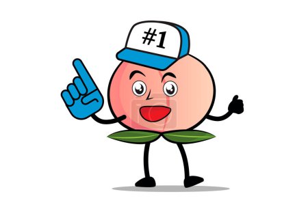 Ilustración de Peach Cartoon mascota o personaje está aquí para proporcionar apoyo como partidario - Imagen libre de derechos