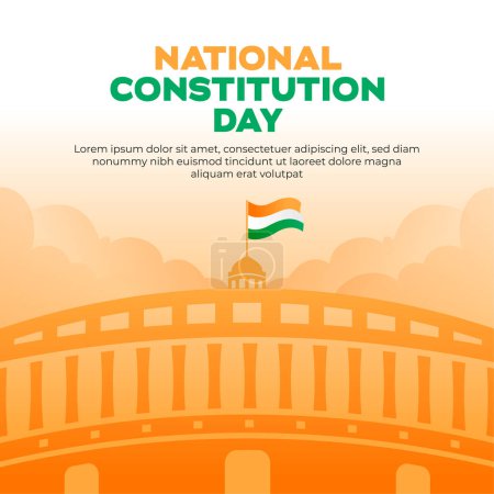 Illustration for Flat social media post design template for india republic day celebration - Royalty Free Image