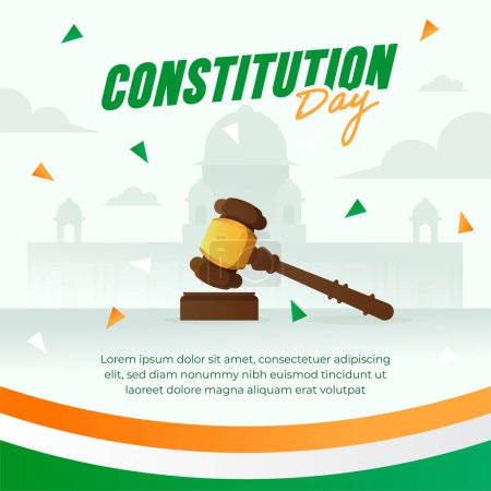 Téléchargez les illustrations : Modèle plat de conception de message de médias sociaux pour la célébration de la journée de la république indienne - en licence libre de droit