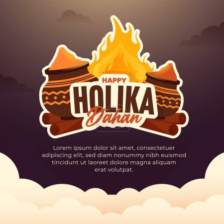 Happy holika dahan plantilla de diseño para los medios sociales post