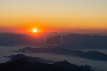 Photo for Beautiful view of sunrise sky at Phu Chi Fa in Chiangrai, Thailand - Royalty Free Image