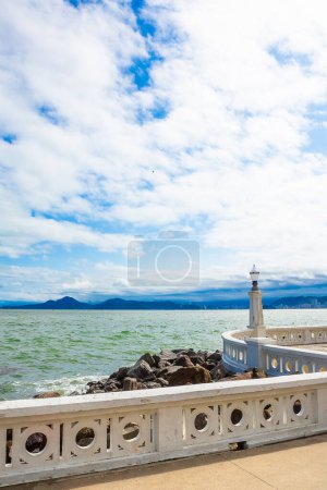 Photo for View of Santos bay, Brazil, with its traditional wall in the foreground. - Royalty Free Image
