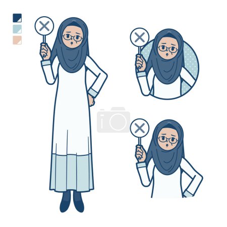 Téléchargez les illustrations : Une femme arabe âgée avec Éteignez une image transversale. C'est de l'art vectoriel donc c'est facile à éditer.. - en licence libre de droit