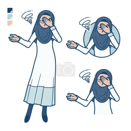 Ilustración de Una mujer árabe mayor con imágenes de cabeza desalentada.Es arte vectorial por lo que es fácil de editar. - Imagen libre de derechos
