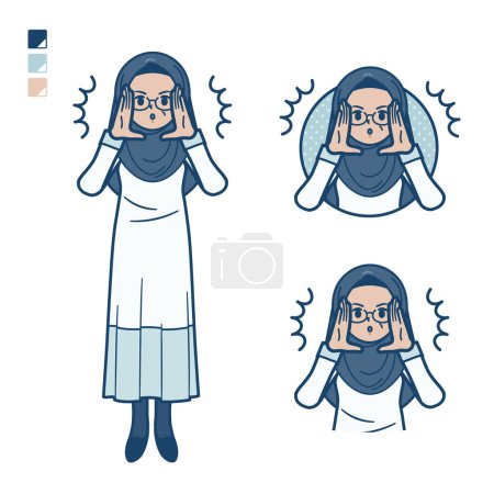 Téléchargez les illustrations : Une femme arabe âgée avec des images bruyantes averties. C'est de l'art vectoriel donc il est facile à éditer.. - en licence libre de droit