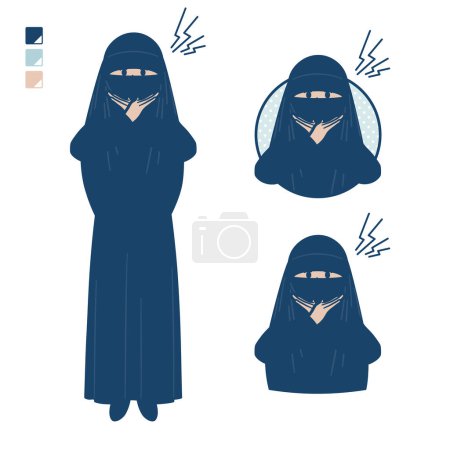 Téléchargez les illustrations : Une femme musulmane portant un niqab avec des images de Making a Cross avec des bras. C'est de l'art vectoriel donc c'est facile à éditer.. - en licence libre de droit