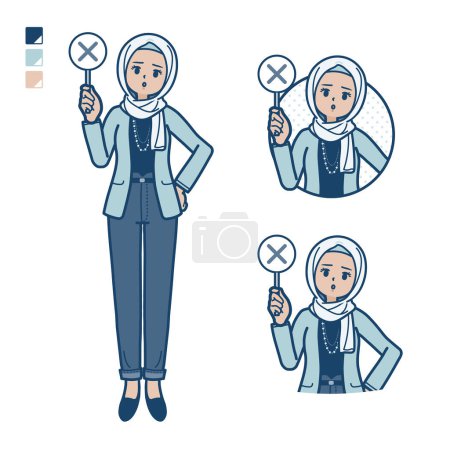 Téléchargez les illustrations : Une femme arabe de façon décontractée avec Mettre en place un panneau croisé images.It's art vectoriel de sorte qu'il est facile d'éditer. - en licence libre de droit