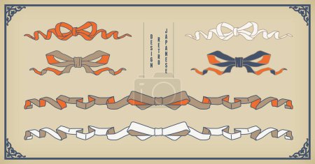 Illustration for A retro design ribbon set.It is vector data that is easy to edit. - Royalty Free Image