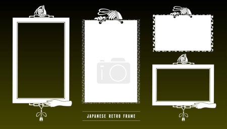 Ilustración de Conjunto de marcos con diseño retro de estilo japonés. Son datos vectoriales que es fácil de editar. - Imagen libre de derechos