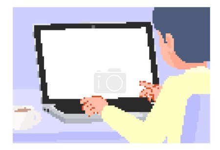 Illustration for The person who operates the laptop.Vector illustration that is easy to edit. - Royalty Free Image