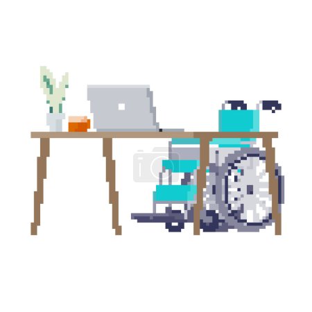 Illustration for Wheelchair and office. Vector illustration that is easy to edit. - Royalty Free Image