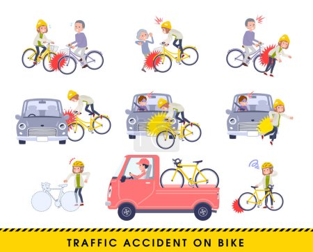 Illustration for A set of casual fashion women in a bicycle accident.It's vector art so easy to edit. - Royalty Free Image