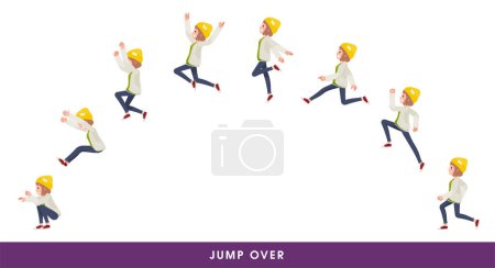 A set of casual fashion women who jump over big.It's vector art so easy to edit.