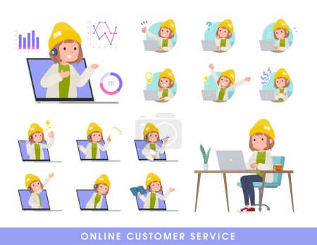 Illustration for A set of casual fashion women serving customers online.It's vector art so easy to edit. - Royalty Free Image