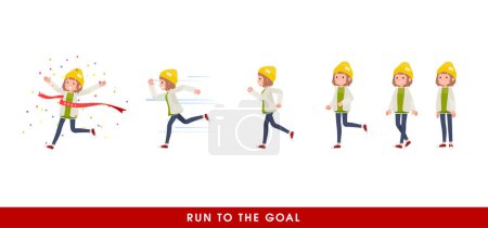 Illustration for A set of casual fashion women who start running gradually.It's vector art so easy to edit. - Royalty Free Image