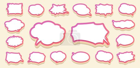 Illustration for 3D design cute speech bubbles of various shapes. Vector data that is easy to edit. - Royalty Free Image