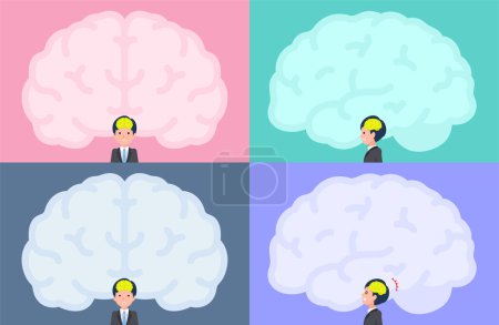 Illustration for A set of business man and brain shaped frame.It's vector art so easy to edit. - Royalty Free Image