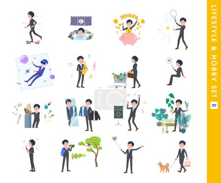 A set of business man about hobbies and lifestyle.type B.It's vector art so easy to edit.