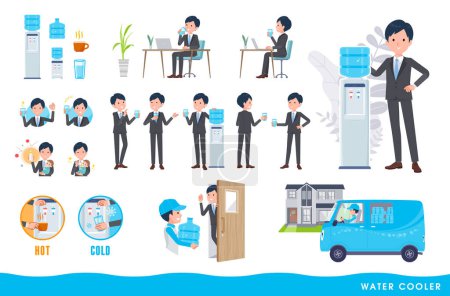 Illustration for A set of business man and water cooler.It's vector art so easy to edit. - Royalty Free Image