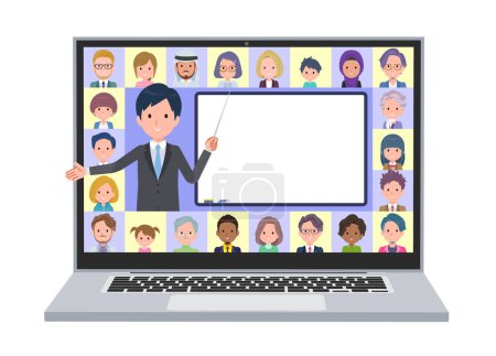 Ilustración de Un conjunto de hombres de negocios que enseñan lecciones en línea.Es arte vectorial tan fácil de editar. - Imagen libre de derechos