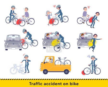 Illustration for A set of business man in a bicycle accident.It's vector art so easy to edit. - Royalty Free Image