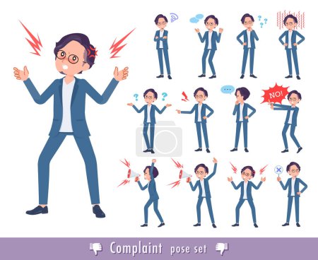 Illustration for A set of business man expressing their discontent.It's vector art so easy to edit. - Royalty Free Image