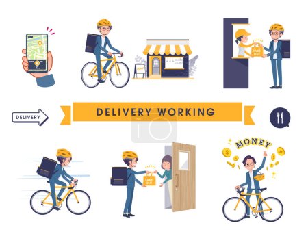 Illustration for A set of business man doing delivery work.It's vector art so easy to edit. - Royalty Free Image