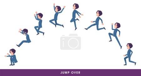 Illustration for A set of business man who jump over big.It's vector art so easy to edit. - Royalty Free Image