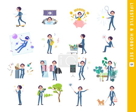 Illustration for A set of business man about hobbies and lifestyle.type B.It's vector art so easy to edit. - Royalty Free Image