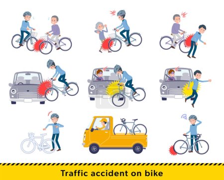 Illustration for A set of dad in a bicycle accident.It's vector art so easy to edit. - Royalty Free Image