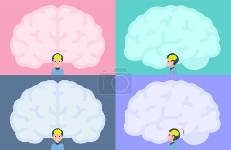 Illustration for A set of dad and brain shaped frame.It's vector art so easy to edit. - Royalty Free Image