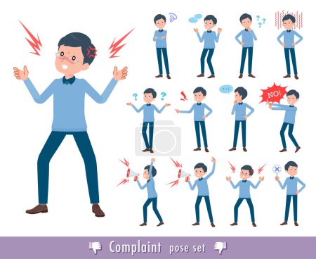 Illustration for A set of dad expressing their discontent.It's vector art so easy to edit. - Royalty Free Image