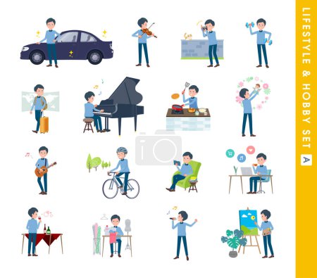 Illustration for A set of dad about hobbies and lifestyle.type A.It's vector art so easy to edit. - Royalty Free Image