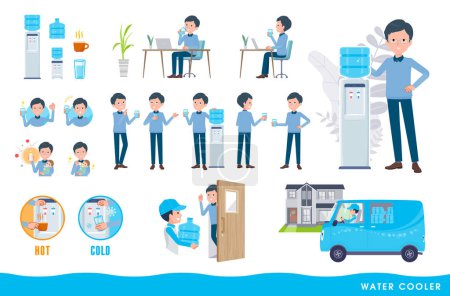 Illustration for A set of dad and water cooler.It's vector art so easy to edit. - Royalty Free Image