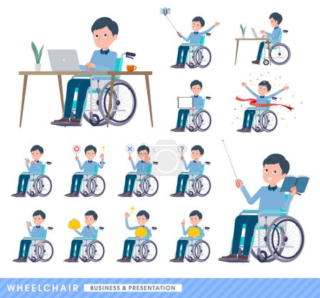 Téléchargez les illustrations : Un ensemble de papa en fauteuil roulant.Sur les affaires et les présentations.C'est l'art vectoriel si facile à éditer. - en licence libre de droit