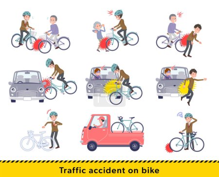 Téléchargez les illustrations : Un ensemble d'écolier blazer dans un accident de vélo.C'est un art vectoriel si facile à éditer. - en licence libre de droit