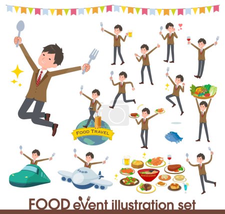 Illustration for A set of blazer schoolboy on food events.It's vector art so easy to edit. - Royalty Free Image