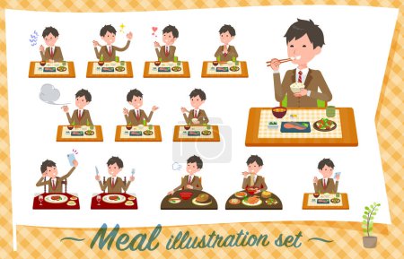 Téléchargez les illustrations : Un ensemble de blazer écolier sur les repas.C'est l'art vectoriel si facile à éditer. - en licence libre de droit