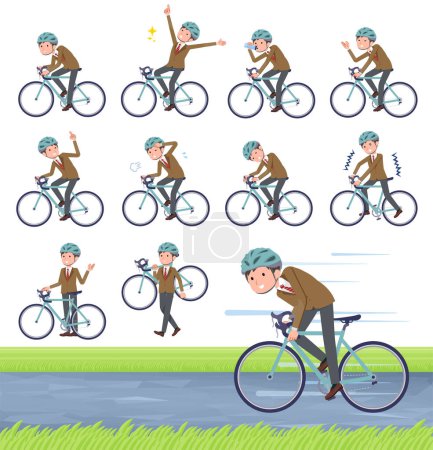 Illustration for A set of blazer schoolboy on a road bike.It's vector art so easy to edit. - Royalty Free Image