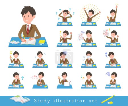 Illustration for A set of blazer schoolboy on study.It's vector art so easy to edit. - Royalty Free Image