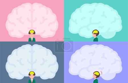 Illustration for A set of blazer schoolboy and brain shaped frame.It's vector art so easy to edit. - Royalty Free Image